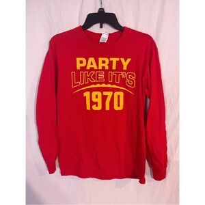 Red 'Party Like It's 1970' Long Sleeve Shirt